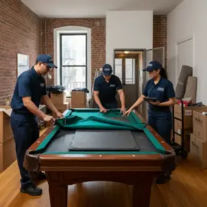Can you move a pool table without taking it apart in NYC?